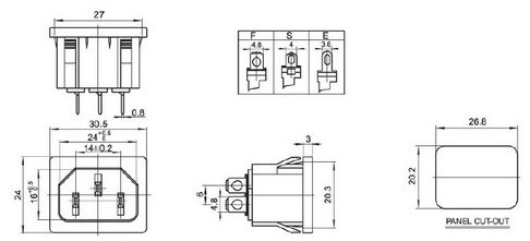 供应用于电源插座|器具插座的供应DB器具插座八字插座八字尾公座图片