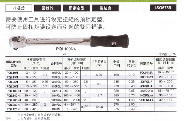 供应日本东日\手动式扭力扳手\PQL脱跳