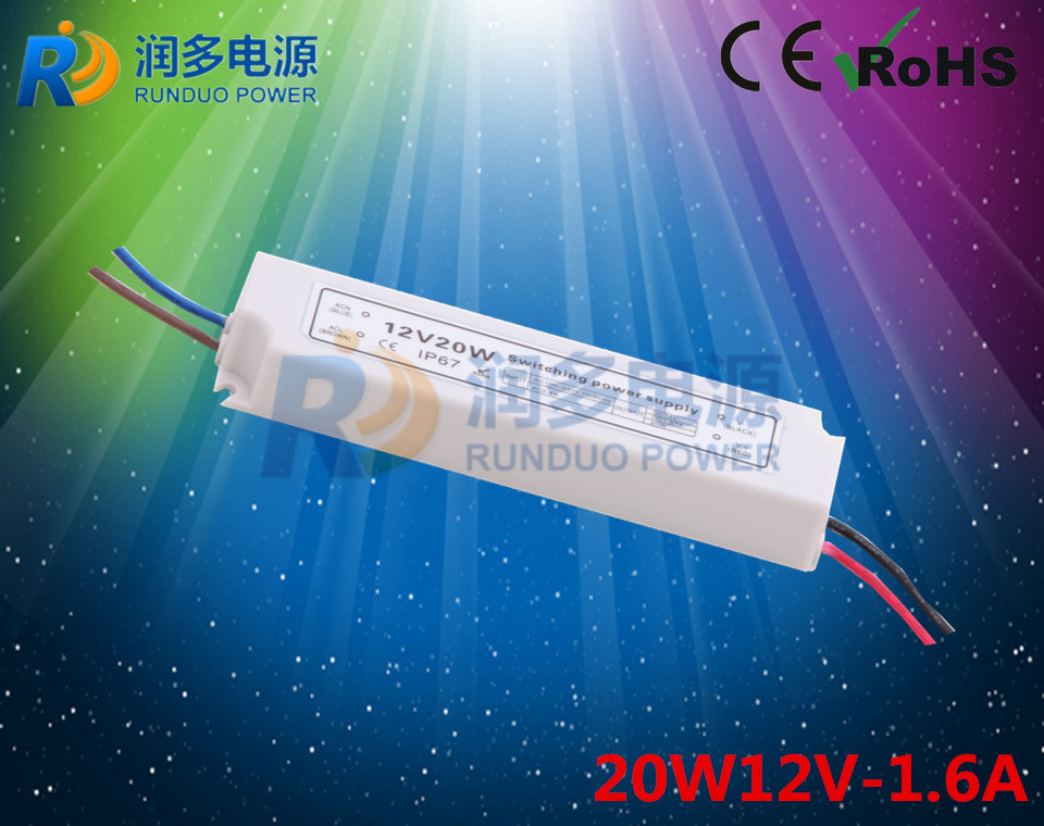 供应led塑胶壳防水电源12V20W图片