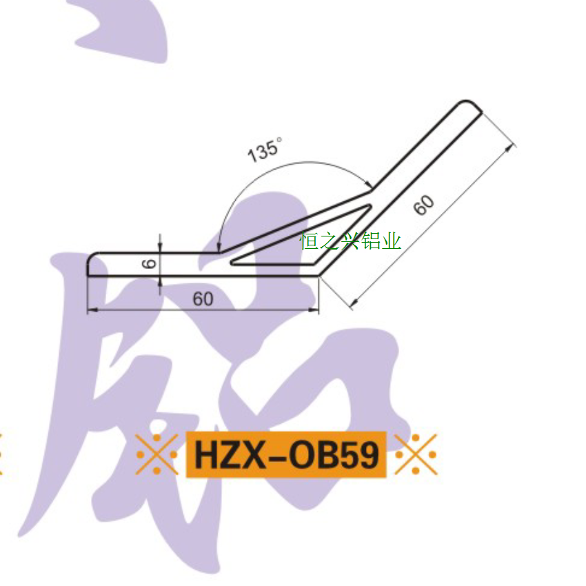 铝型材厂家直销135度铝角码60R欧标工业铝型材OB59图片