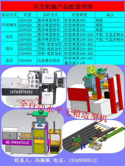 供应卓杰机械全自动无箱造型机配置表冯