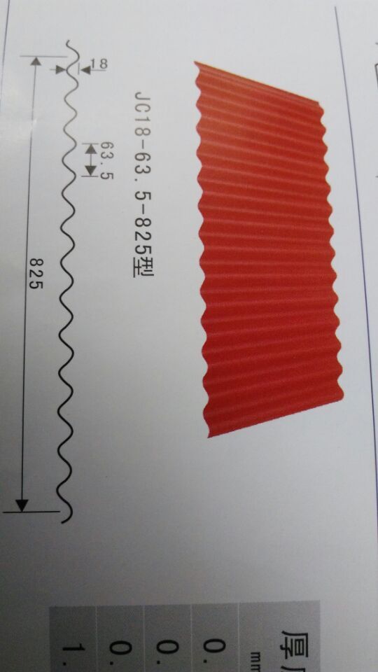 供应YX18-63.5-825波纹压型彩钢板图片