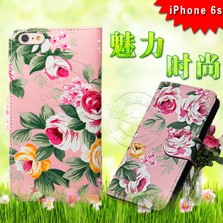 供应IPHONE6S彩绘卡通左右翻手机皮套图片