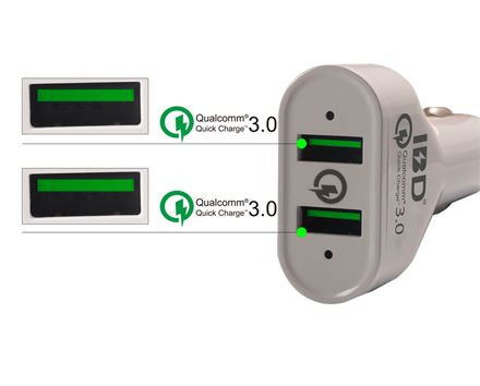 供应用于车载充电器的深圳爱比电QC3.0车载充电器、qc3.0车充、qc3.0快充、qc3.0旅充