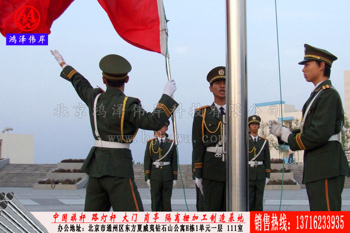 手动不锈钢锥形旗杆厂家直销，上门安装调试图片