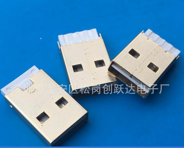 正反插公头USB2.04P180度焊线式黄白胶图片