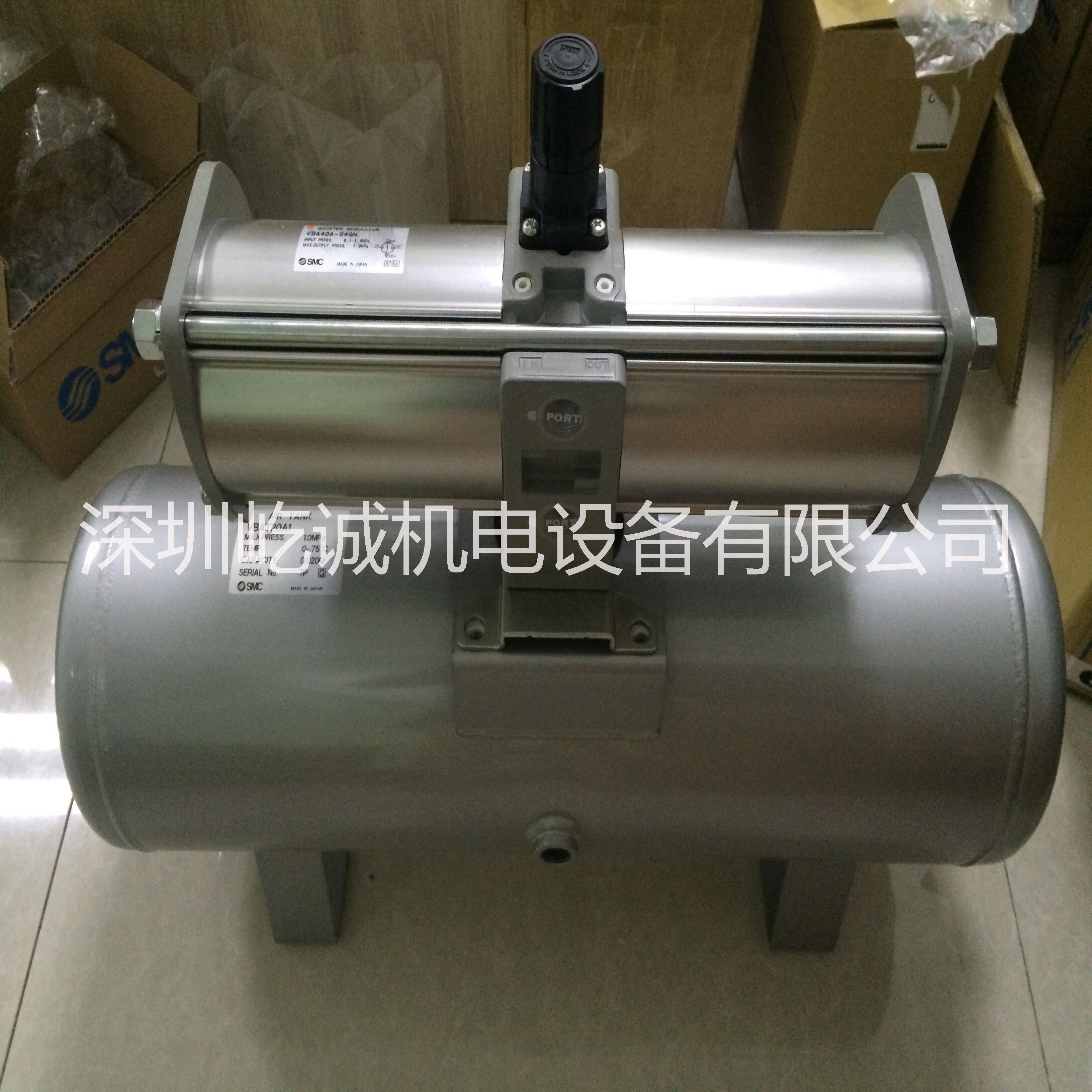 SMC储气罐VBAT20A1不锈钢内胆20L操作压力1Mpa温度0~75℃配套增压阀VBA40A-04GN使用图片