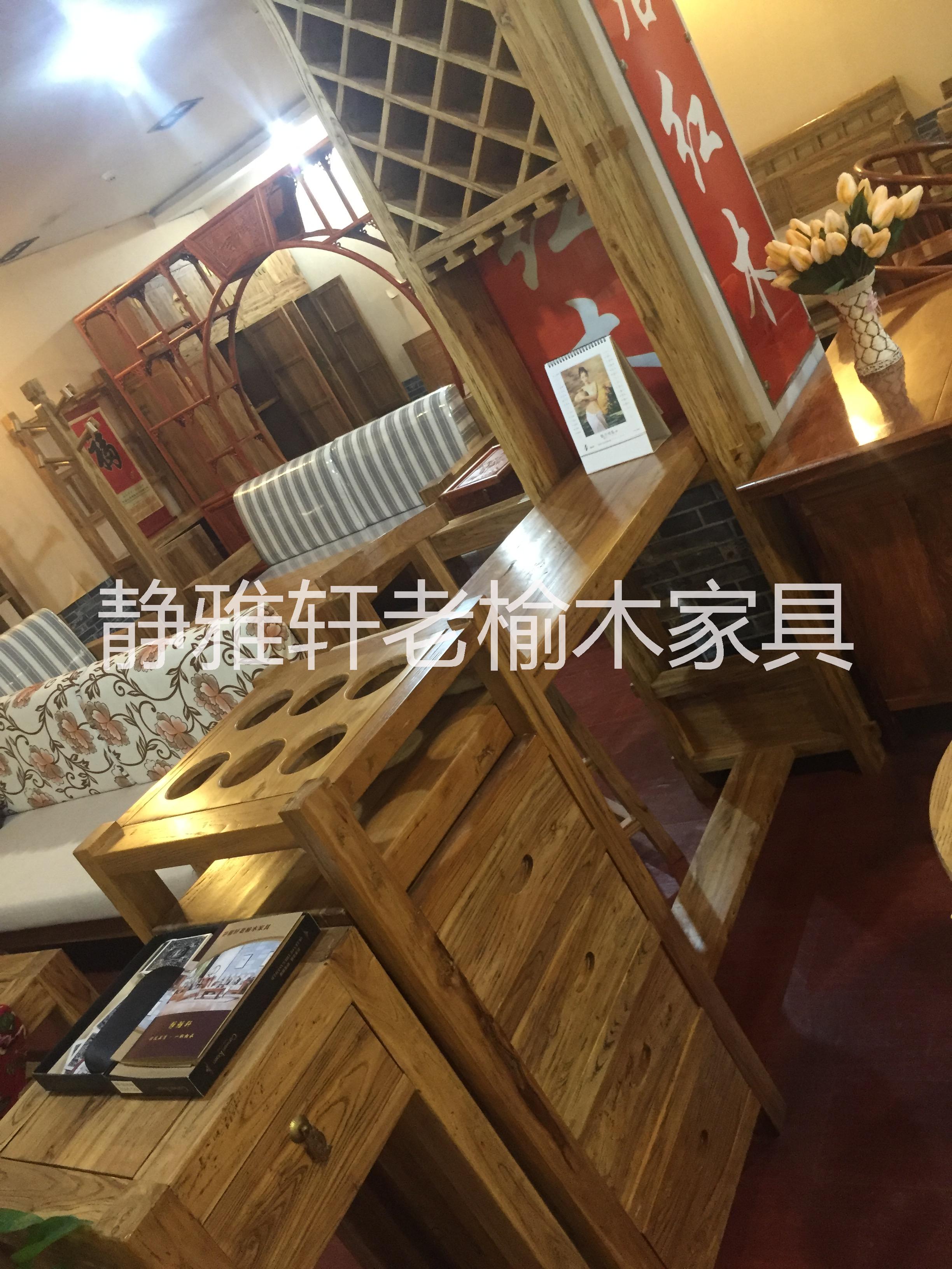 老榆木韩式高吧台榆木家具吧台简约实木酒吧吧台家用吧台巴凳老榆木韩式吧台图片