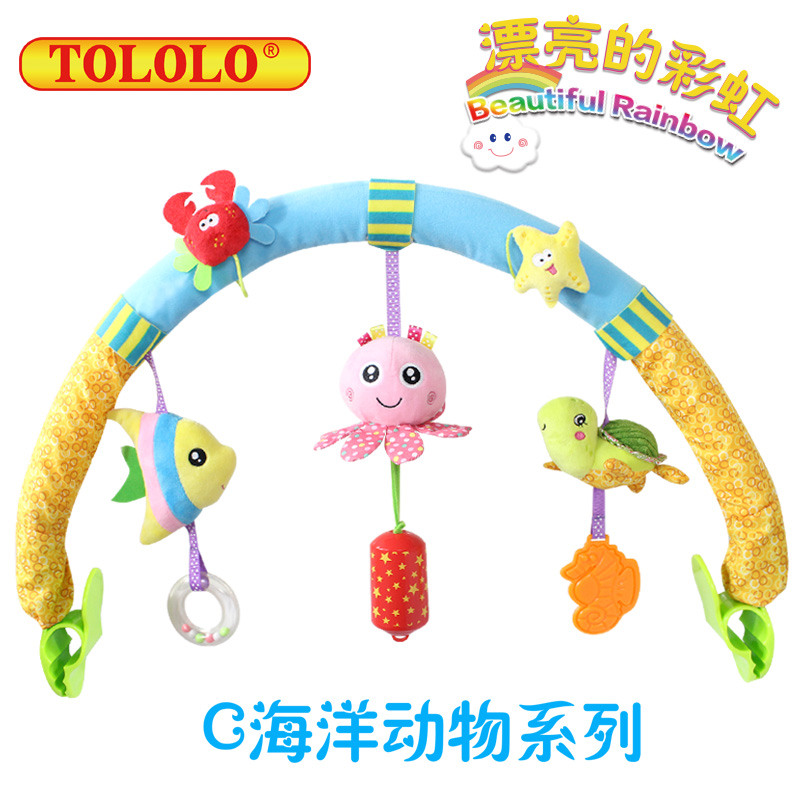 TOLOLOTOLOLO新款婴幼儿卡通动物音乐响铃BB车床夹宝宝毛绒玩具图片