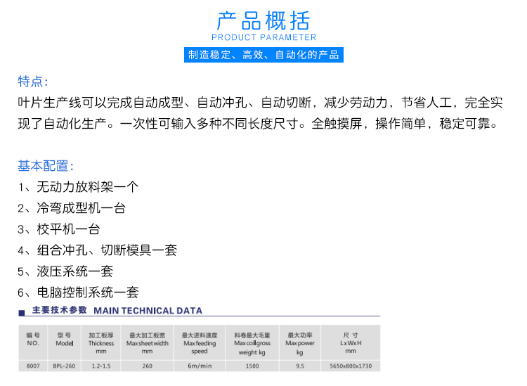 风阀叶片生产线