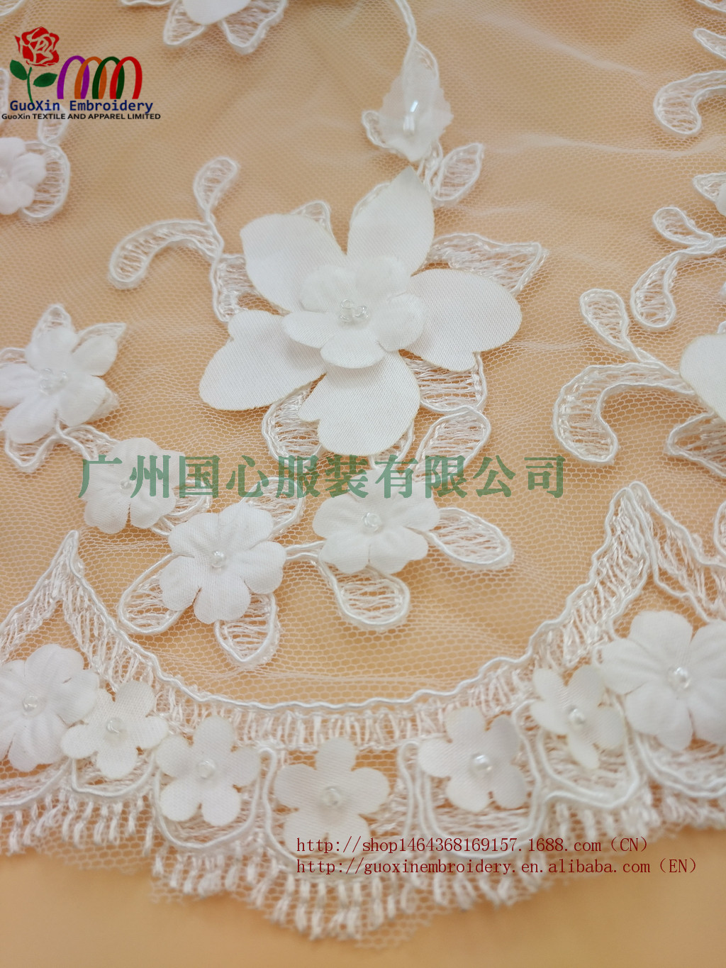 婚纱礼服蕾丝3D立体花蕾丝花边面料时尚女装面料图片