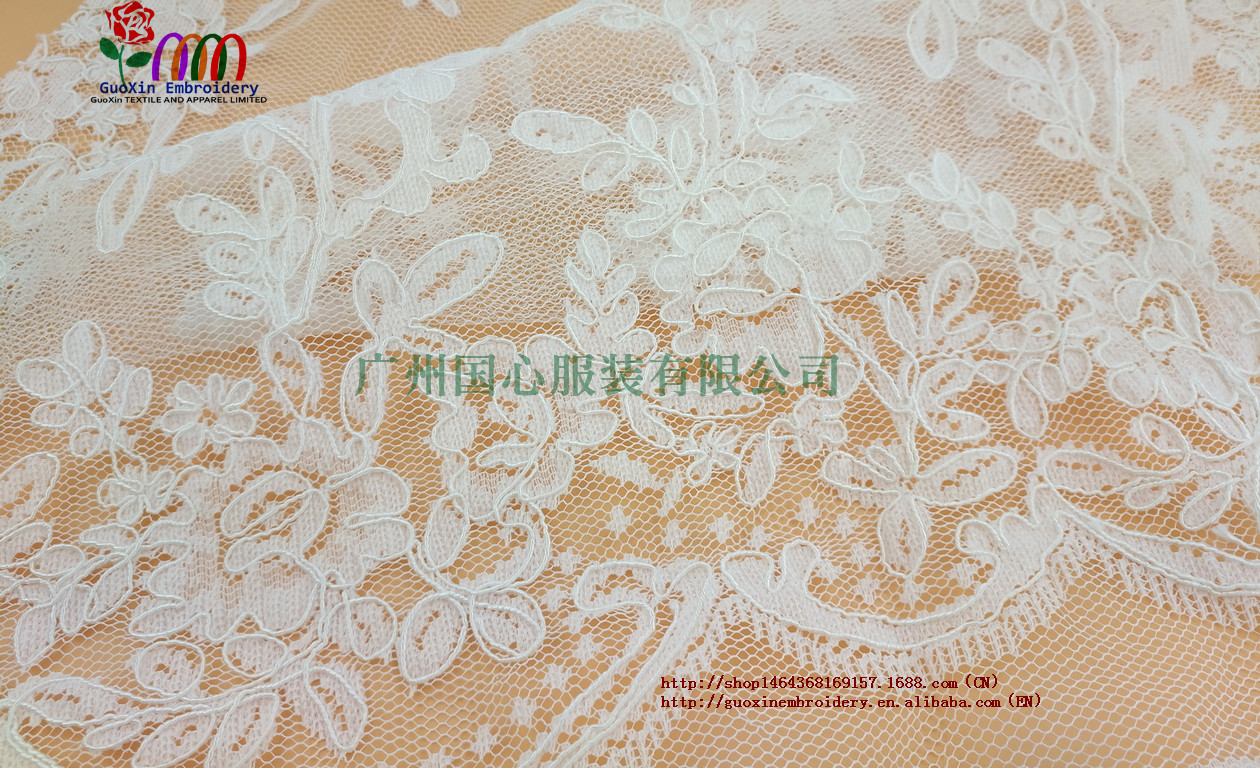 网纱刺绣蕾丝面料  2016爆款蕾丝 服装婚纱辅料  高品质贾卡蕾丝 网纱刺绣蕾丝面料花边面料 网纱刺绣蕾丝花边面料