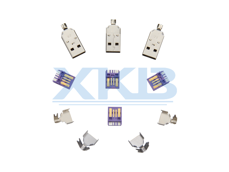 3件套USB快充连接器 蓝色胶芯A公头