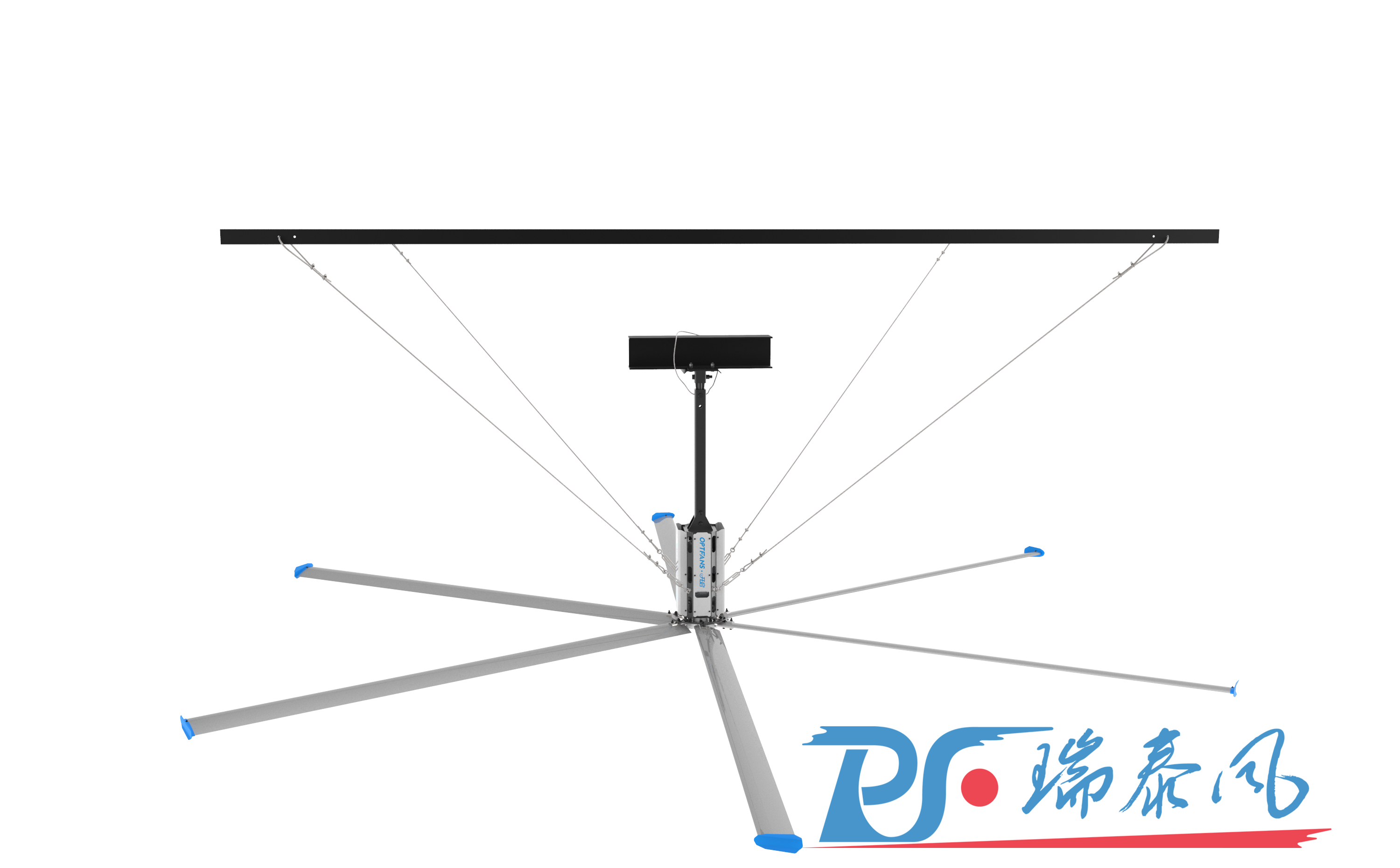 韶关工业大风扇，瑞泰风采用德国诺德定制，电机减速一体机 吊扇 大型工业吊扇图片