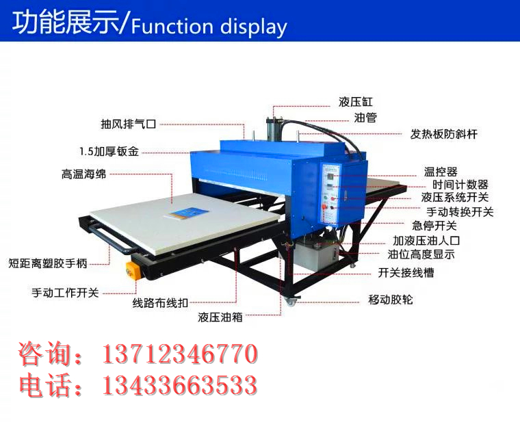 恒钧机械气动双工位升华转印机压烫机图片