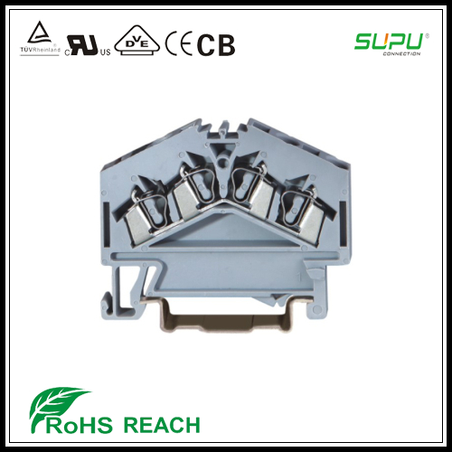 速普Supu 轨装弹簧接线端子 4通道斜面接线端子 225965