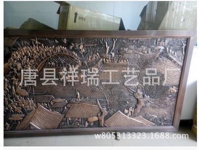 厂家批发家居摆件锻铜艺品精工浮雕山水画家具摆件图片