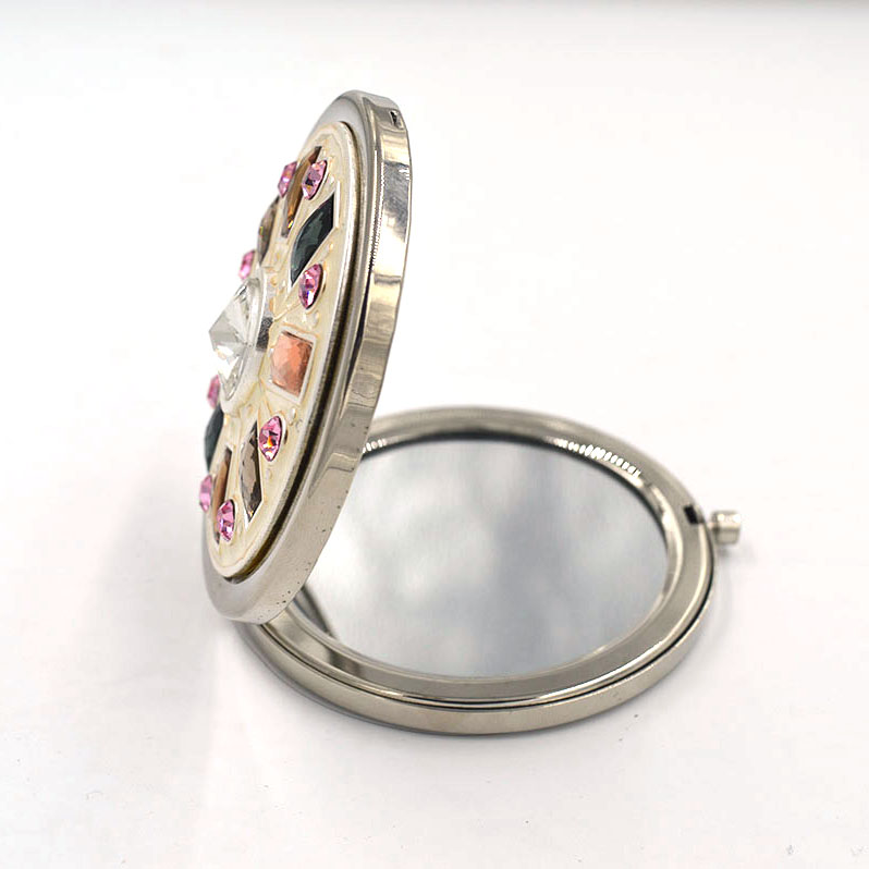 東莞金屬化妝鏡金屬折疊隨身鏡 激光logo雕刻