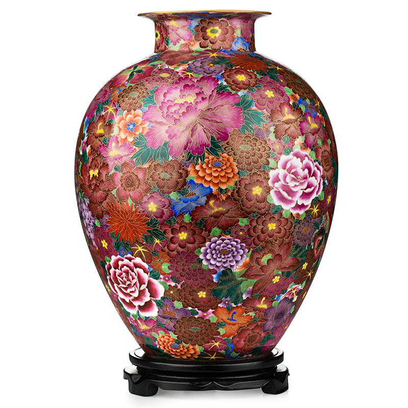 刻金絲琺瑯彩萬花富貴瓶圖片/刻金絲琺瑯彩萬花富貴瓶樣板圖 (2)