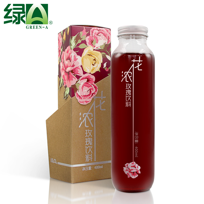 绿a花浓玫瑰浓香型花汁饮品400ml天然玫瑰水饮料