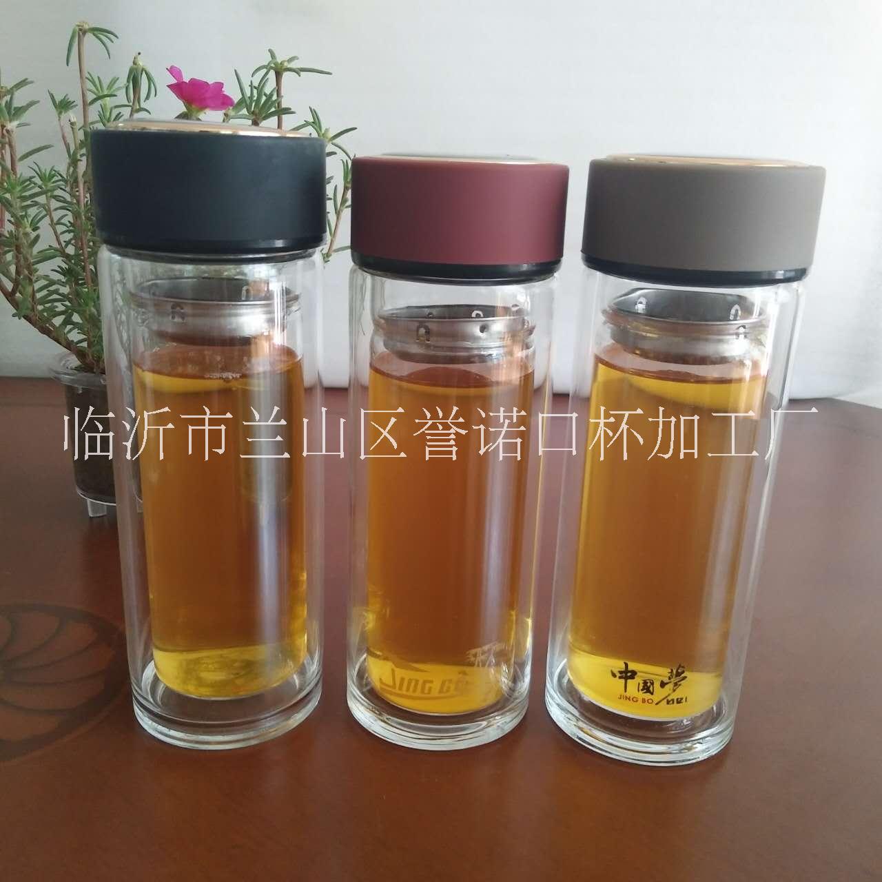 新款玻璃杯Q7盖水晶双层玻璃杯透明水晶杯图片