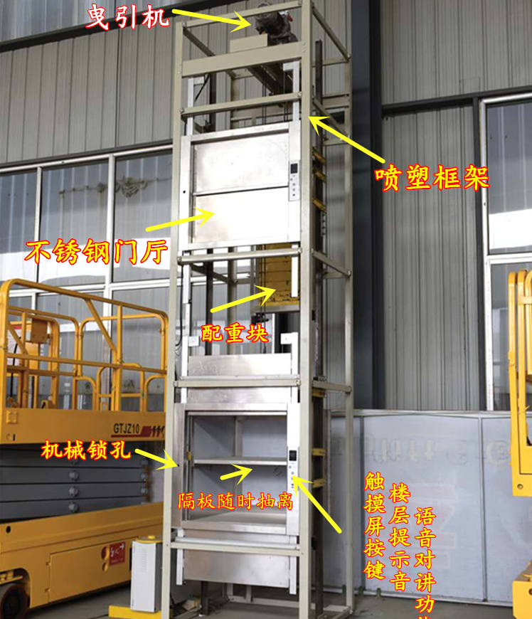 厨房酒店传菜电梯家用升降梯、小型家用升降电梯、杂物小型货梯喜乐电梯传菜电梯饭店传菜机图片