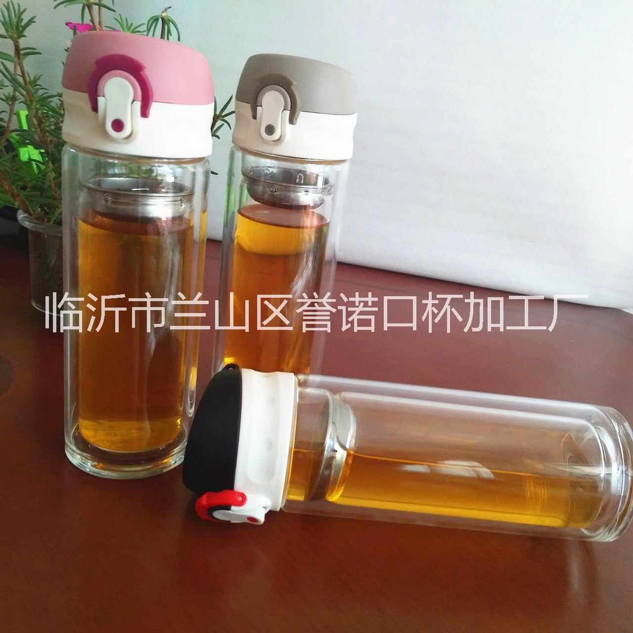 运动玻璃杯精品弹跳盖水晶杯子