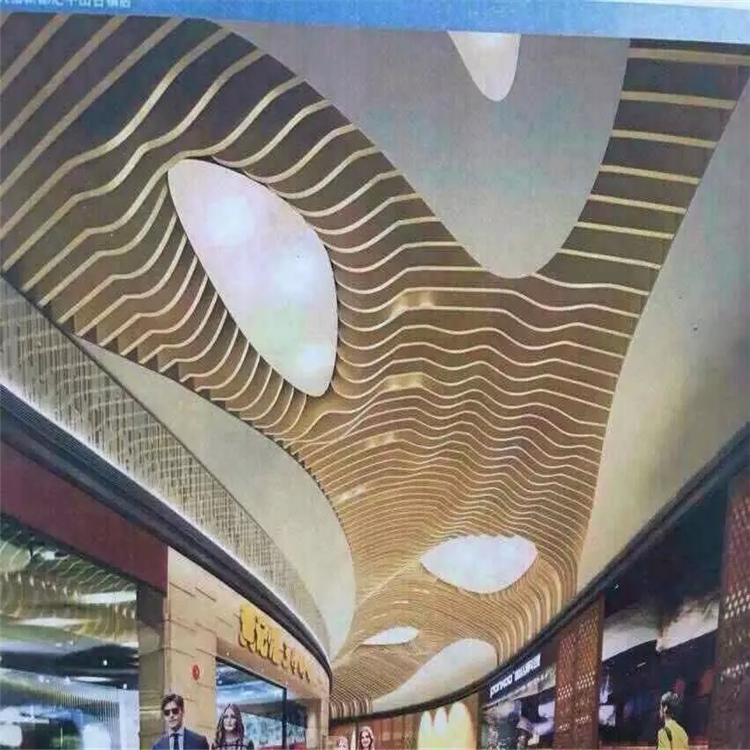 木紋色弧形鋁方通圖片/木紋色弧形鋁方通樣板圖 (3)