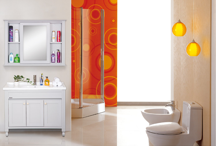 低光灰衛(wèi)浴柜落地柜圖片