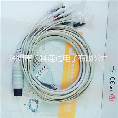 ECG导联线6PIN美标一体五导图片