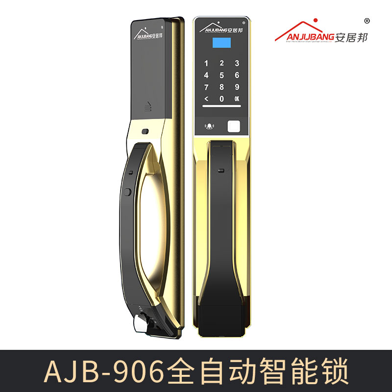 厂家直销 AJB-906全自动智能锁 高端家用智能指纹锁防盗门电子密码锁图片