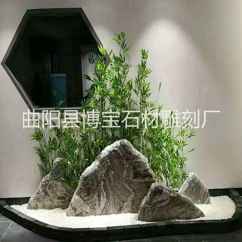 园林景观雪浪石组合盆景/自然石景观石雕塑/雪浪石切片石批发图片