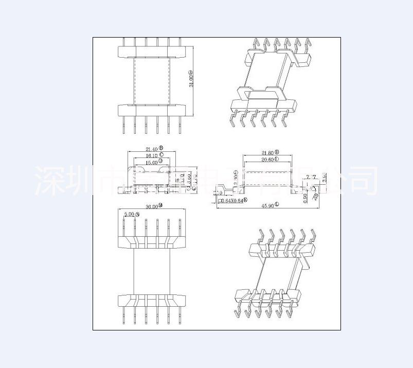 efd30变压器骨架螃蟹脚卧式6+6efd30变压器骨架1图片