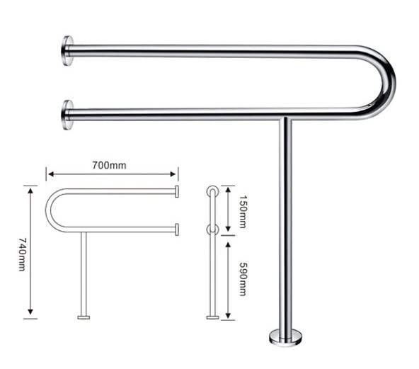 不锈钢304立柱单U扶手 卫浴图片