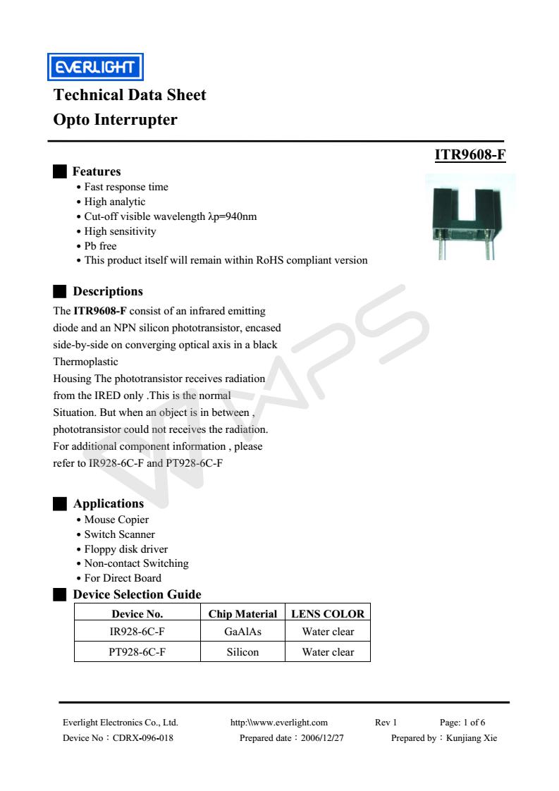 槽型光电开关报价槽型光电开关报价　槽型光电开关 U型光耦 红外线对管ITR9608-F