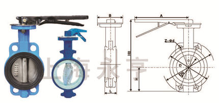 永亨铸铁对夹式手柄蝶阀图片