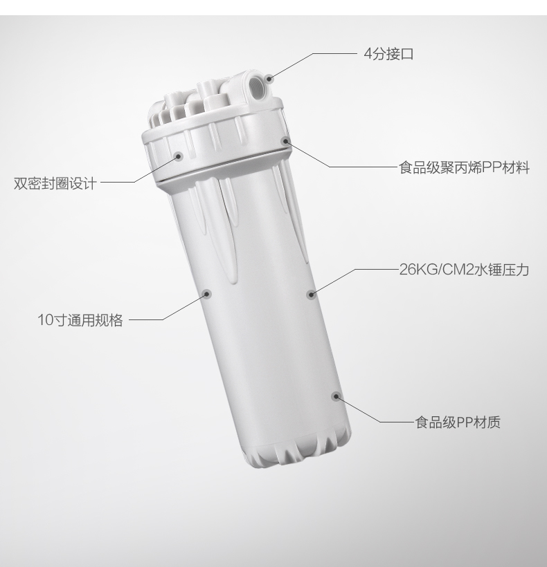 10寸白色前置过滤瓶 2分4分 10寸滤筒PP棉芯滤水器图片