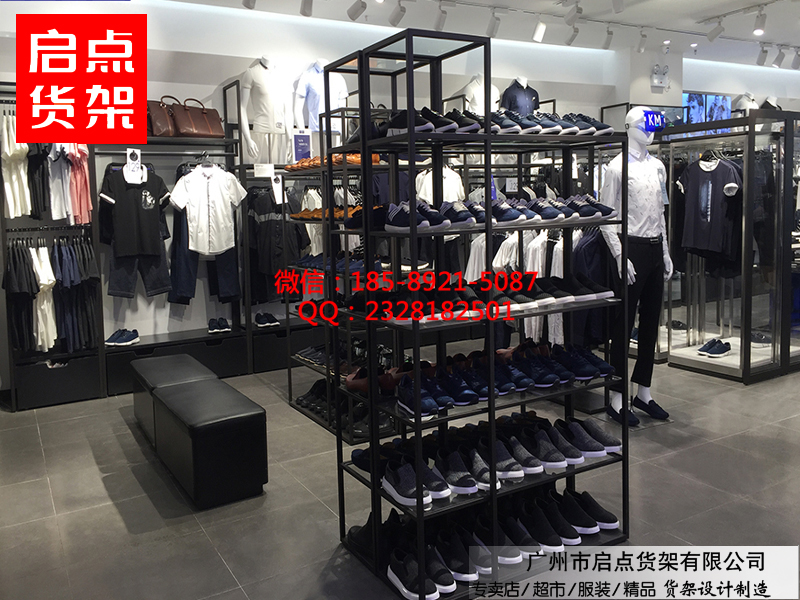 时尚男装店装修换风格,新款km男装货架初夏火热上市图片