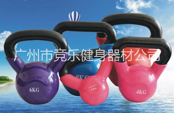 竞乐美浸塑铸铁壶铃 包胶壶铃健身房提壶KettleBell亮面浸塑多种重量型号彩色浸塑壶铃