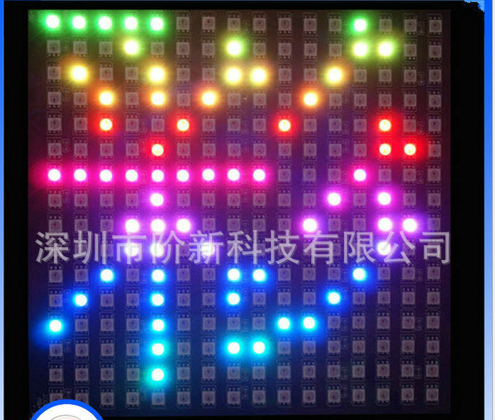 led柔性全彩像素屏 兼容WS2812B SK6812 点阵显示屏 16*16个像素图片