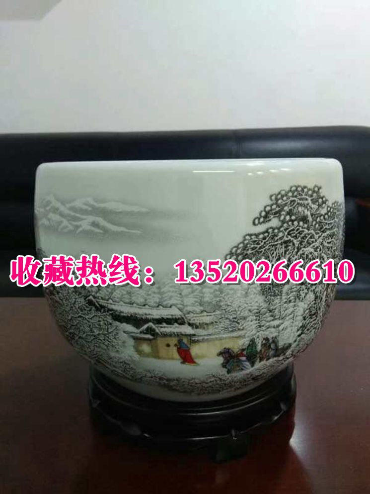 三顧茅廬粉彩雪景珍藏缸 張松茂圖片/三顧茅廬粉彩雪景珍藏缸 張松茂樣板圖 (3)