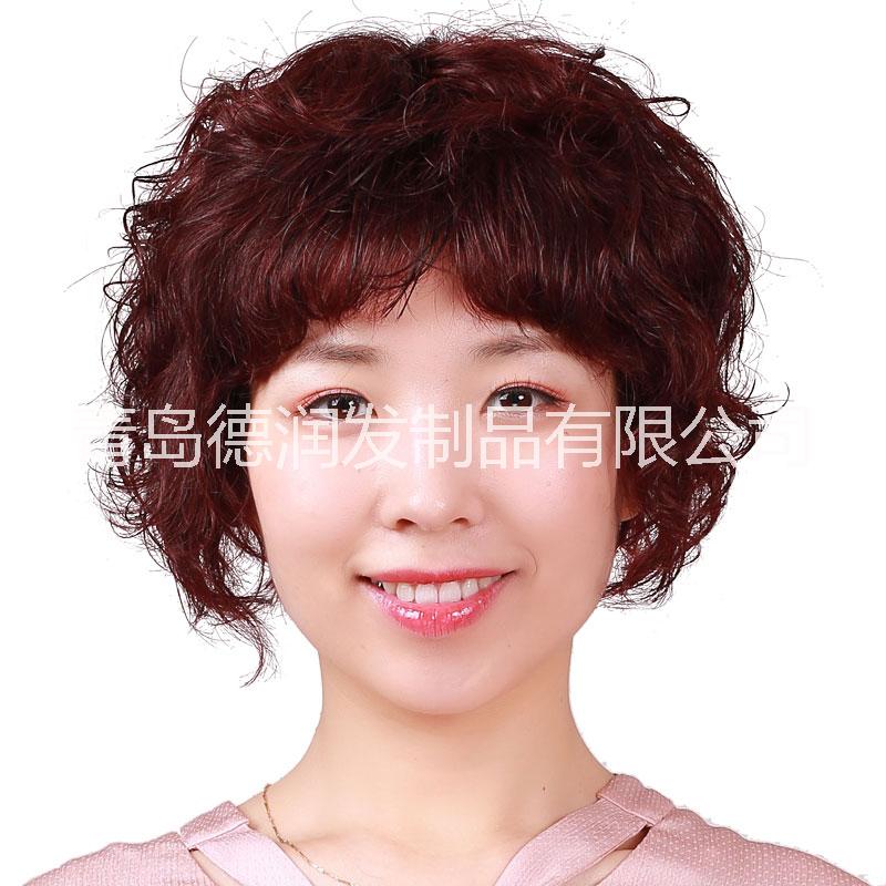 德润假发 女 短卷发 中老年发套 中老年假发 递针 逼真 真人发 德润假发 女 短卷发 中老年假发