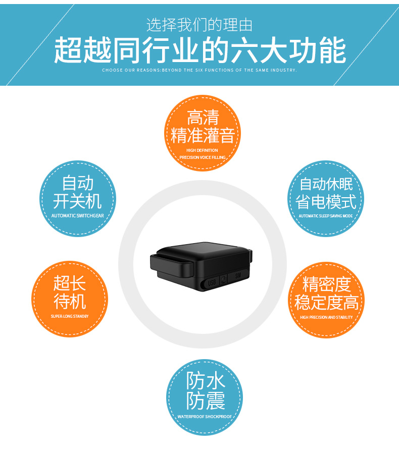 宠物定位器微型迷你个人宠物防丢器猫狗箱包gps定位器项圈无线定位器 GPS多用途定位器