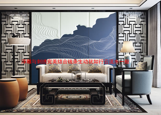 浮雕刺繡雙層皮硬包背景墻leqifei.com