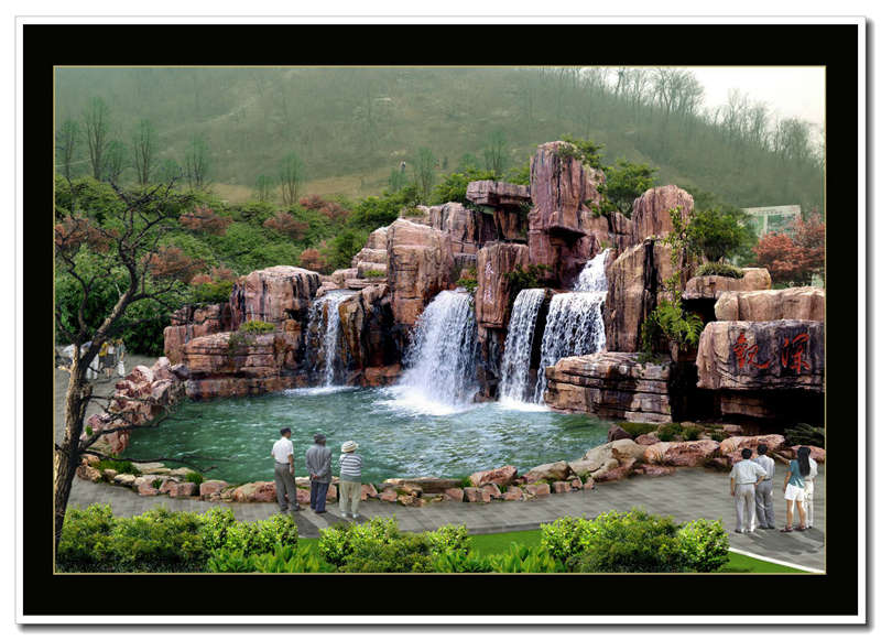 廣州庭院假山魚池圖片