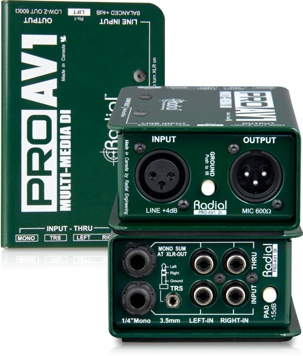 Radial ProAV1 单声道DI盒批发零售 非平衡输入DI直插盒 无源DI直插盒 单通道DI盒 无源ID盒