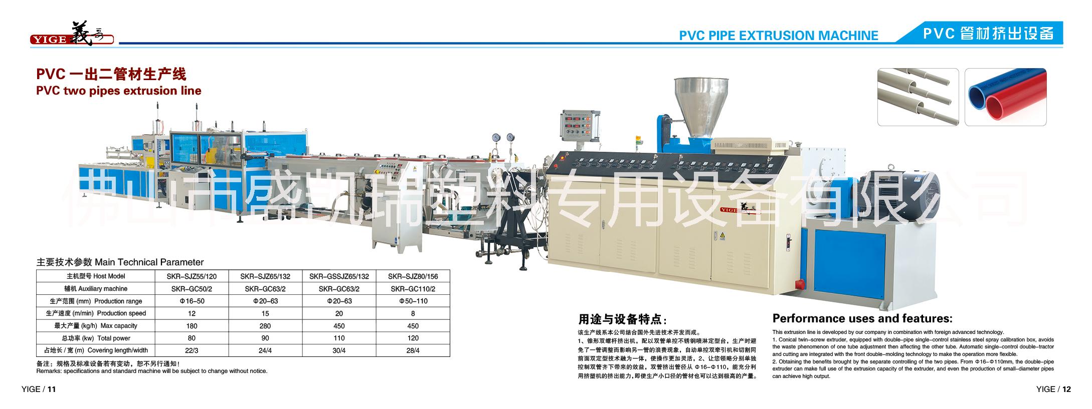 Pvc一出二管材挤出机生产线图片