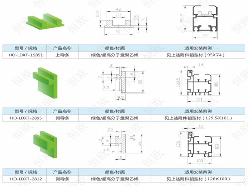 HO-LDXT-20155工字型导条 工字型链条托条 铝型材