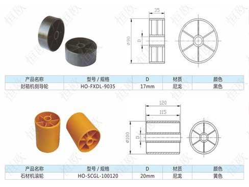 生产石材机配件_HAEO 注塑塑料滚轮 石材机尼龙滚轮 黄色耐磨耐冲击滚轮