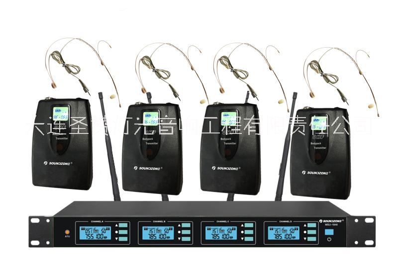 无线话筒SOUNDZONE  MSU-1846一托四U段可调频点会议卡拉OK手持/会议/领夹/头戴/挂脖式软管电容咪可任图片